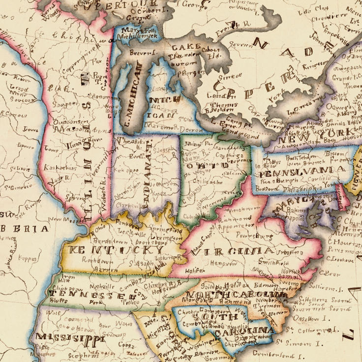 Catherine Cook, "A Map of the United States" (1818)